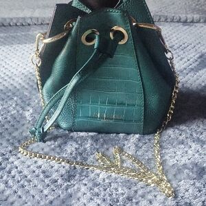 Anna Paola Small Italian Leather Drawstring Crossbody Bucket Bag